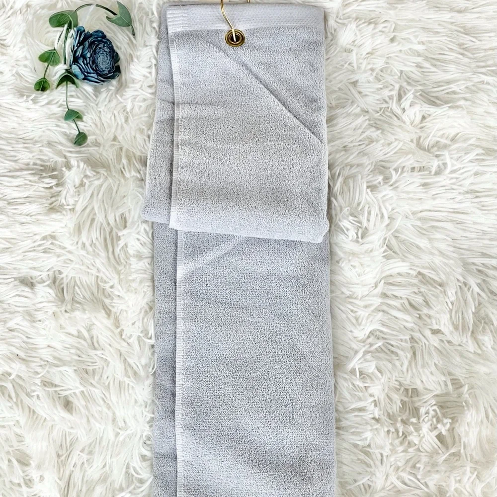 🆕NWT MYRTLE BEACH SILVER TOWEL WITH gold tone hardware & Hook w/purple & teal